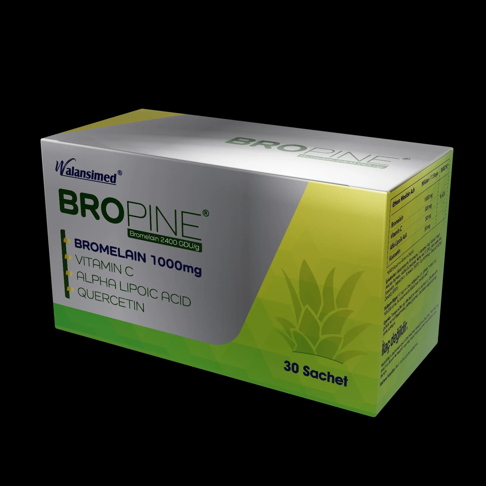 BROPINE Bromelain (1000 mg) 30 Şase Ananas Aromalı