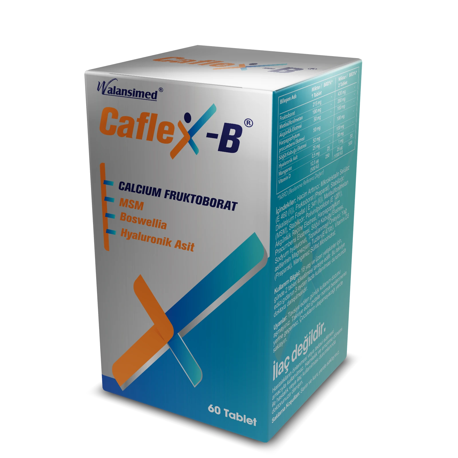 Caffex Caflex-B 60 Tablet | Ekonomik Boy Calcium Fruktoborat | Besin Takviyecim